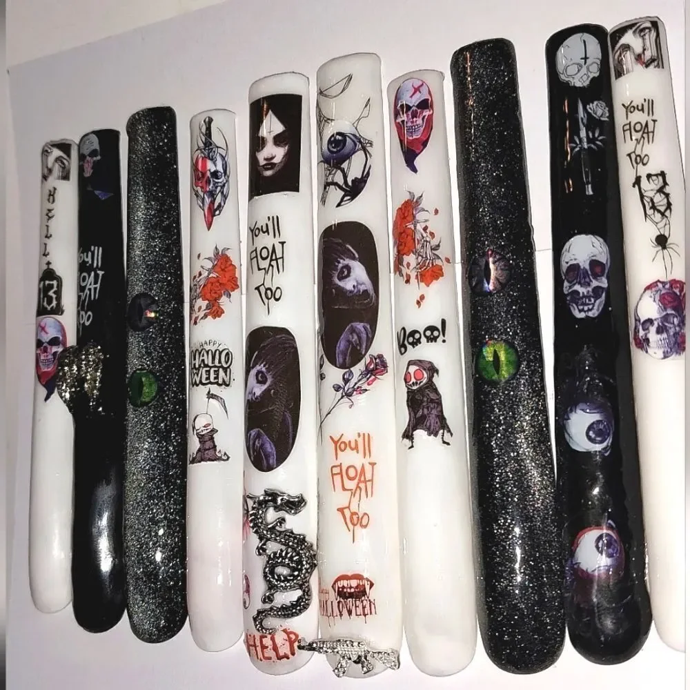 Hand crafted custom 10pc 6xl acrylic press on nails sz large
